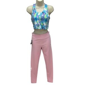 Ideology Girls Watercolor Print Sports Bra & Champion Yoga Pants - size XL